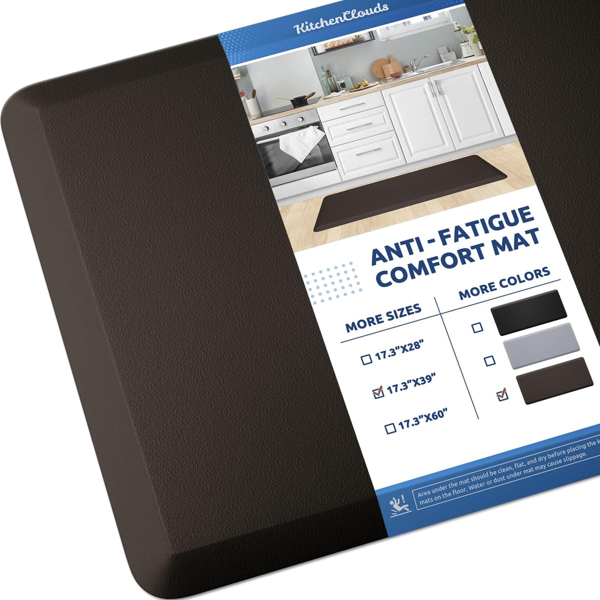 KitchenClouds Kitchen Mat Cushioned Anti Fatigue Rug 17.3"x28" Water Resistant Non Slip Standing Desk Mat Comfort Floor Mats for Kitchen House Sink Office (Khaki) — view 66