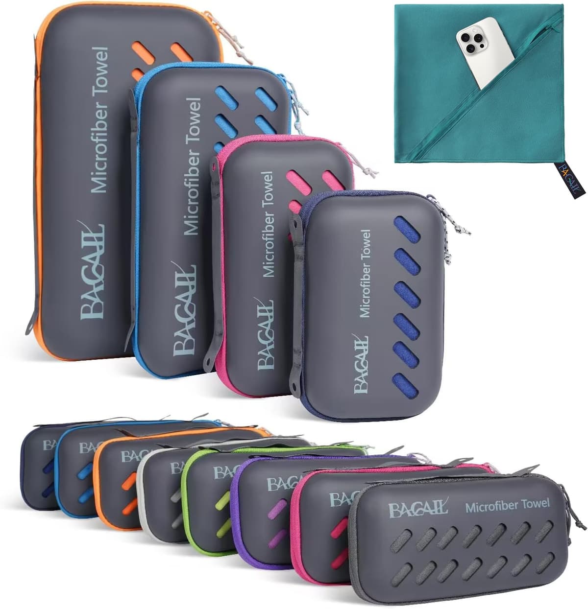 BAGAIL Toallas de Viaje de Microfibra, Toallas de Campamento, Toallas de baño y Toallas de Playa, Secado rápido - Súper absorción de Agua - Súper Compacto, Muy Adecuado para el Deporte y el Fitness — view 25