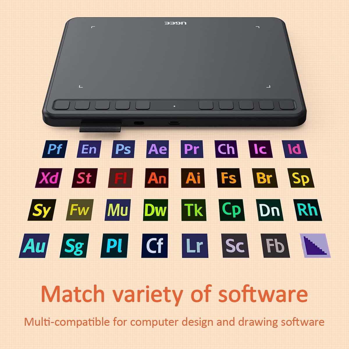 Tableta Gráfica UGEE S640,Tableta Digitalizada Portátil Ultradelgada de 2.4G,con Función de Inclinación, Teclas Personalizadas, Lápiz sin Pilas para Windows Mac Linux — view 5