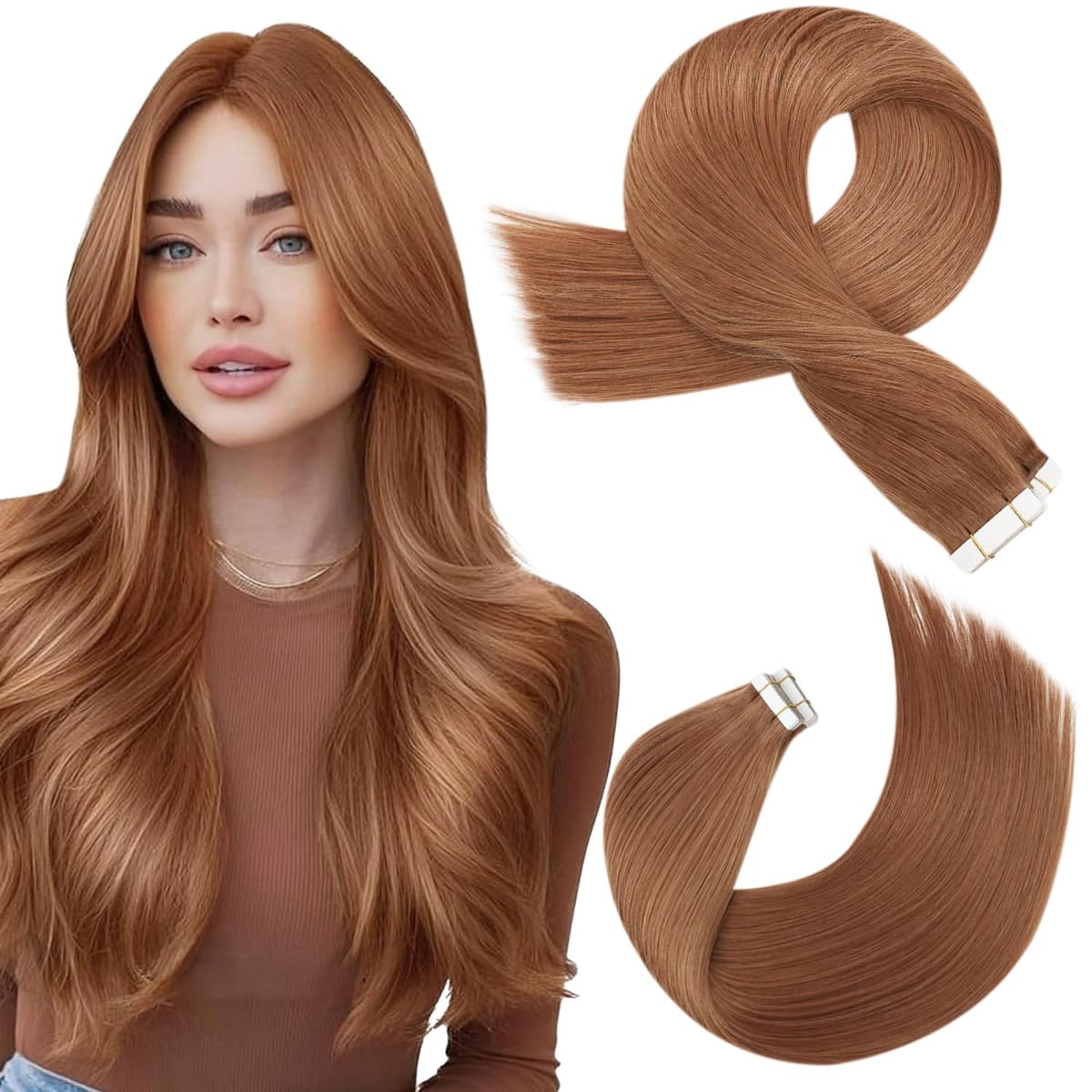 Moresoo Tape in Human Hair Extensions 20 Inch Highlight 50g/20pcs Tape in Hair Extensions Human Hair Ash Blonde with Platinum Blonde #P18/613 — view 40