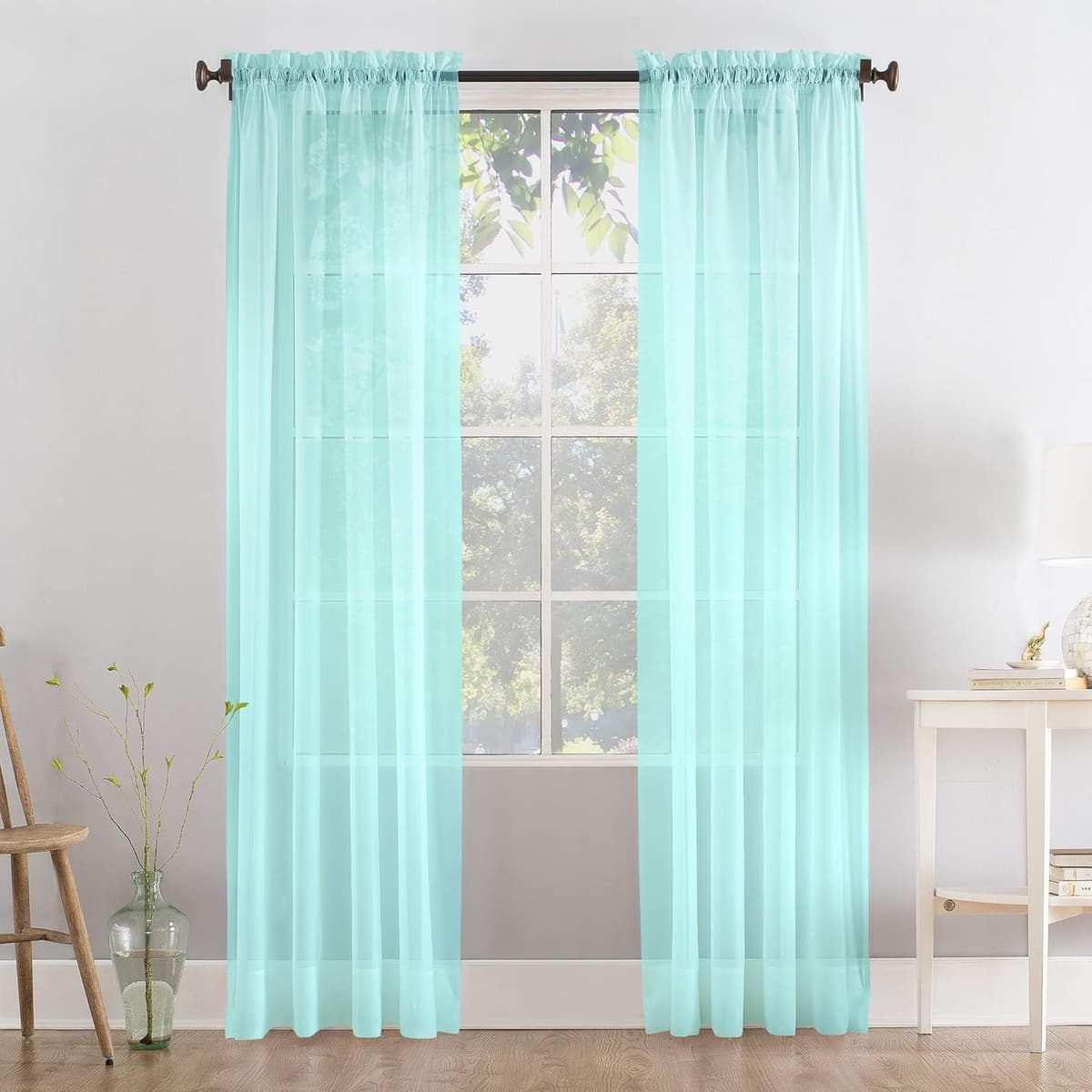 Megachest a pair of slot top voile curtains (Pure White, 56" wideX81 drop 2 Panels) — view 57