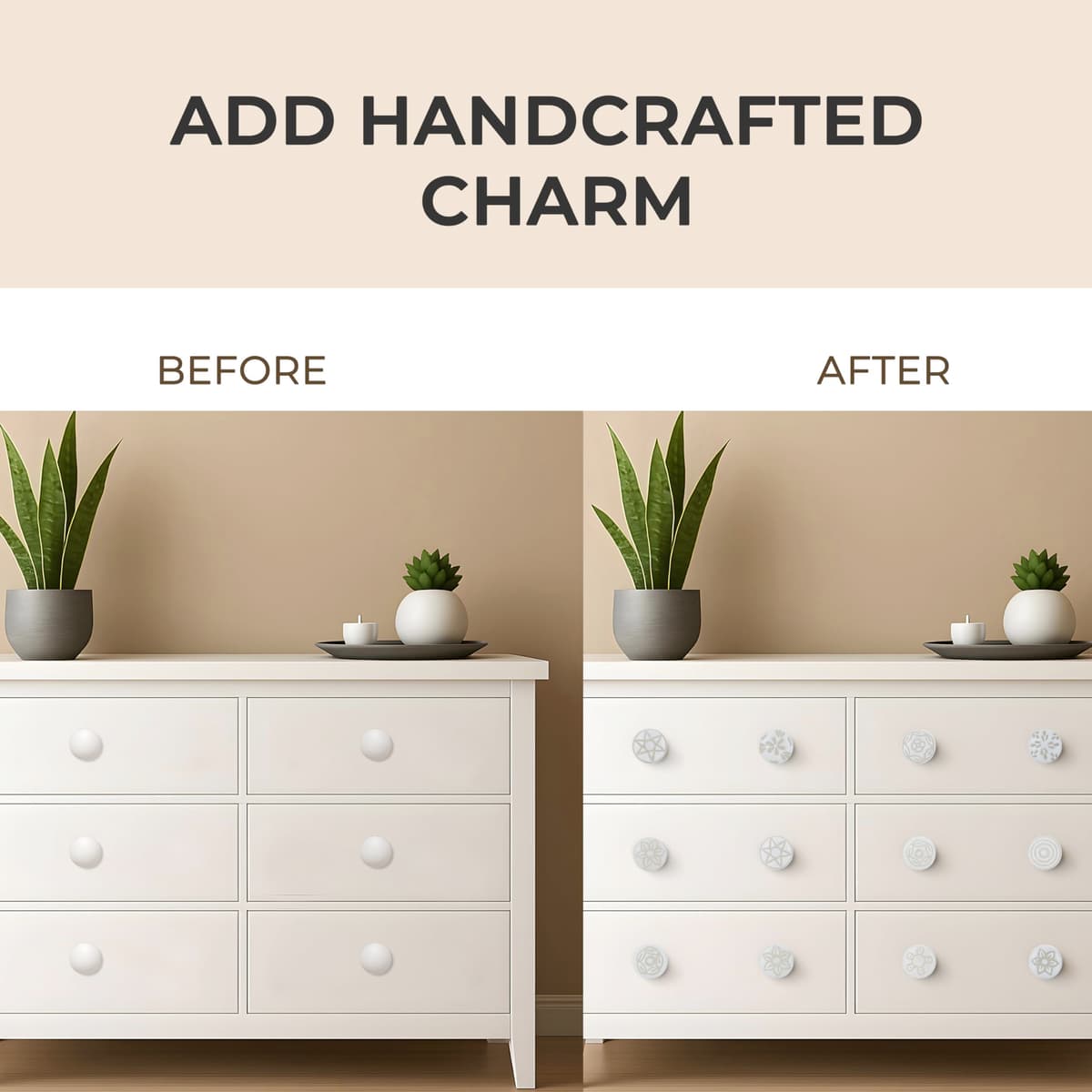 Ajuny Vintage Juego de 20 Pomos de Cerámica Blanca para Cómoda Cajón Armario Cocina Moderna Baño y Dormitorio Tiradores Decorativos Hechos a Mano — view 5