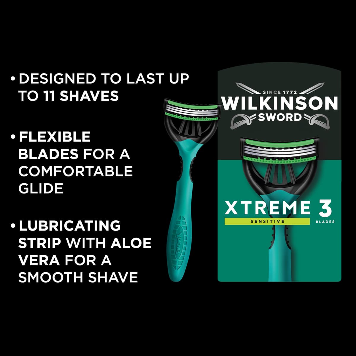 Wilkinson Sword Xtreme 3 Sensitive Men's Disposable Razors, Great Addition to Wash Bags for Men's Grooming, Great Shavers for Routine Shaving, 8 Pack — view 2