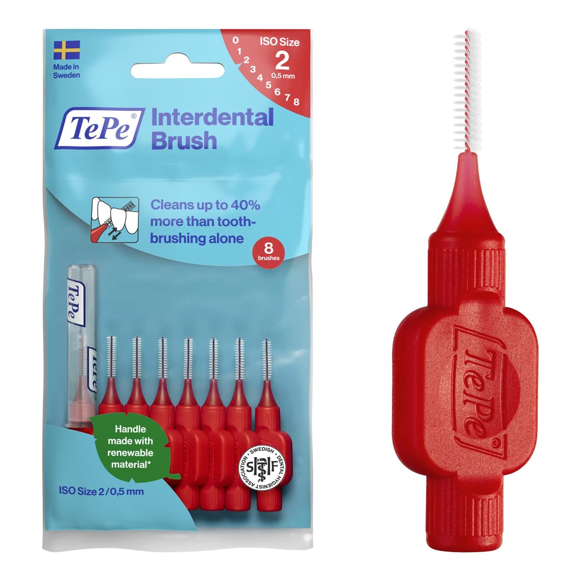 TePe Interdental Brush, Original, Yellow, 0.7mm/ISO 4, 8pcs, efficient Cleaning Between Teeth, Plaque Remover and Dental flosser for Small Gaps — view 31