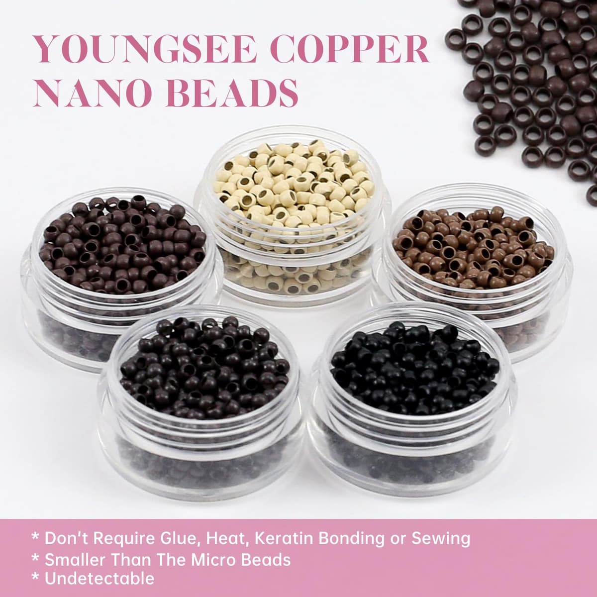 YoungSee Nano Hair Extensions Blonde 16inch Nano Beads Hair Extensions Warm Ash Blonde Highlight Bleach Blonde Nano Ring Hair Extension Highlight for School Soft Cold Fusion 50s 50g — view 7