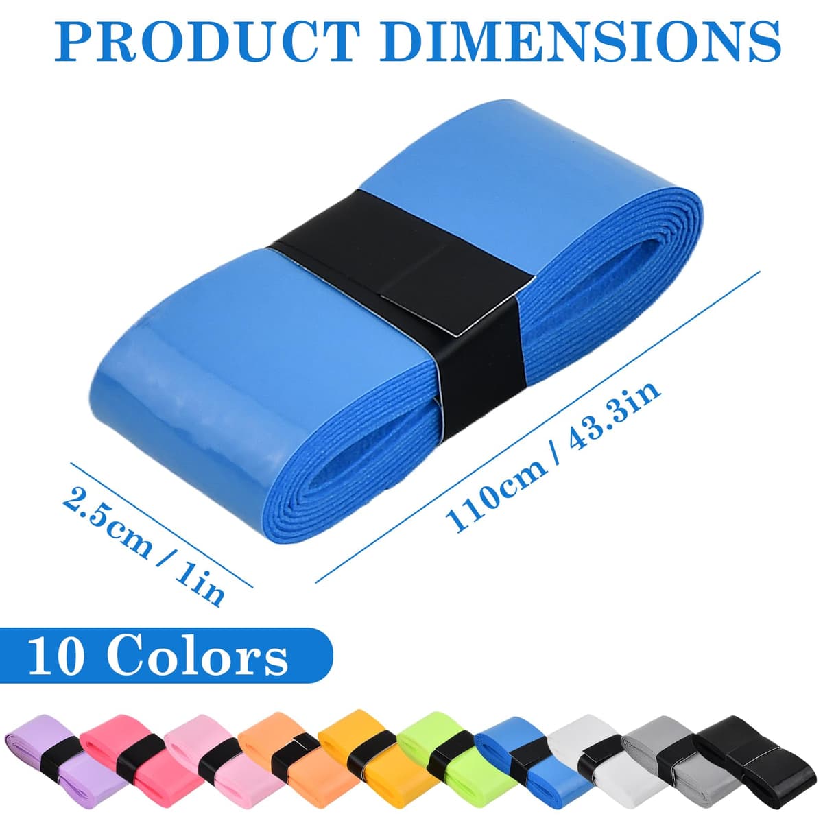 10 piezas Color Cintas de Agarre de Raqueta, Autoadhesivo Antideslizante y Respirable grip raqueta para tenis squash bádminton y tenis de mesa — view 2