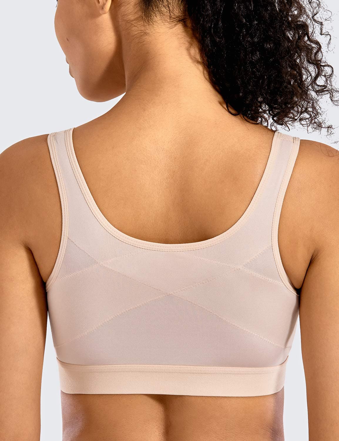SYROKAN Women's Sports Bra High Impact Front Fastening Zipper Wireless Post Surgery Support Workout Bra — view 4