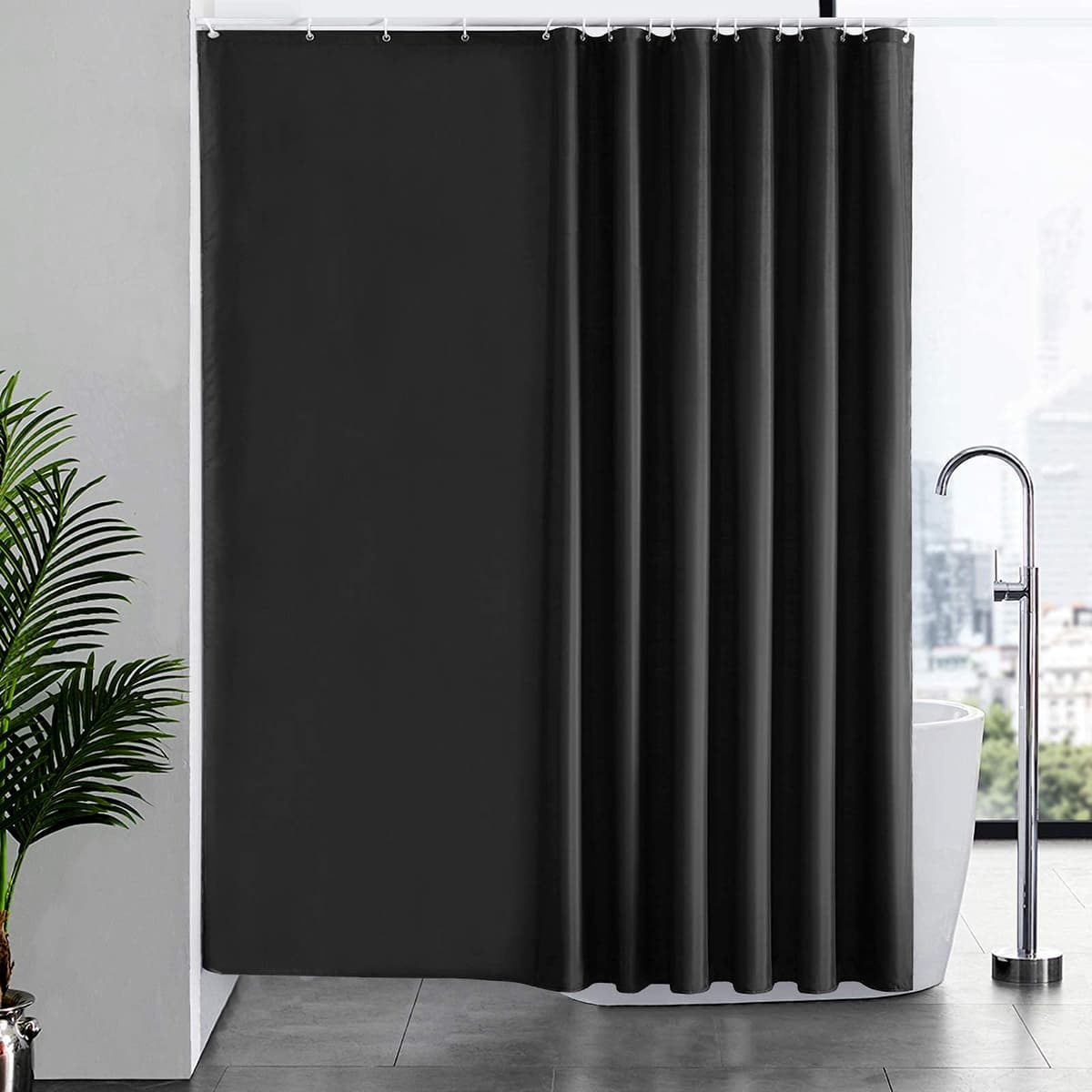 Furlinic Cortina Ducha 200x200cm Antimoho Impermeable Lavable Blanco Tela Poliéster Grandes Cortinas de Baño con 12 Aros de Cortina Ducha. — view 132