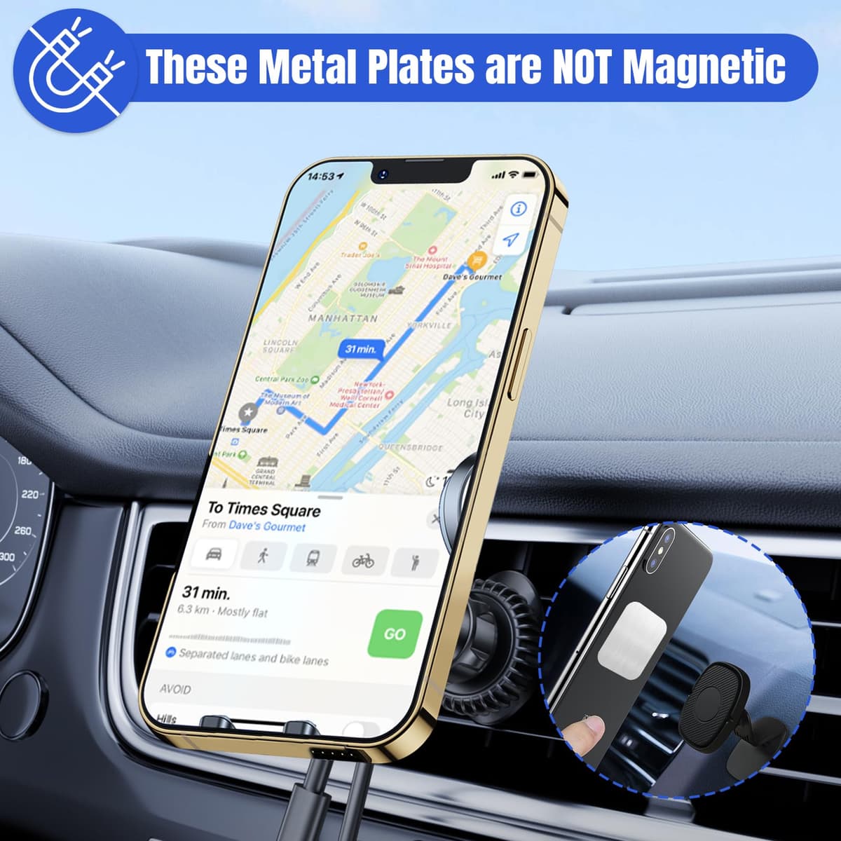 20 Piezas Láminas Metálicas, Placa Metal Adhesiva para Iman Coche Movil, Muy Finas Placa Metal Adhesiva, Autoadhesiva de Metal para Soporte Movil Coche Magnético, 20 Rectángulos — view 3