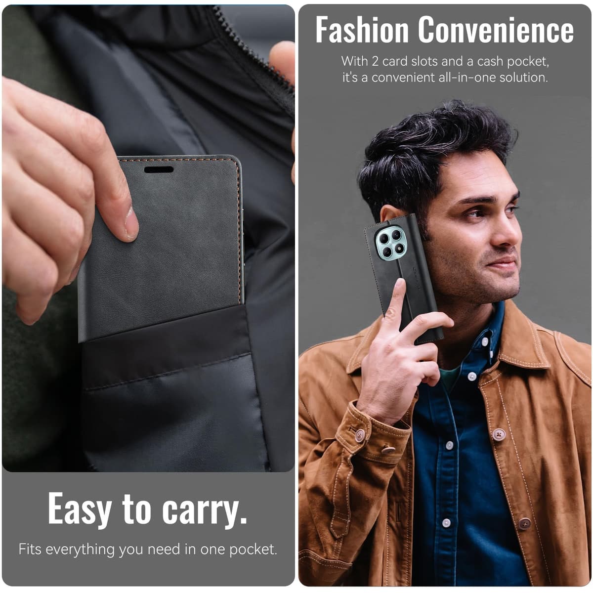 owlhold Funda para Xiaomi Redmi Note 15 4G/5G,Funda Avanzado PU Piel [Bloqueo RFID][Tarjetas y Billetera][Soporte Plegable][Cierre Magnético] Antigolpes Libro Case Carcasa para Redmi Note 15 -Negro — view 5