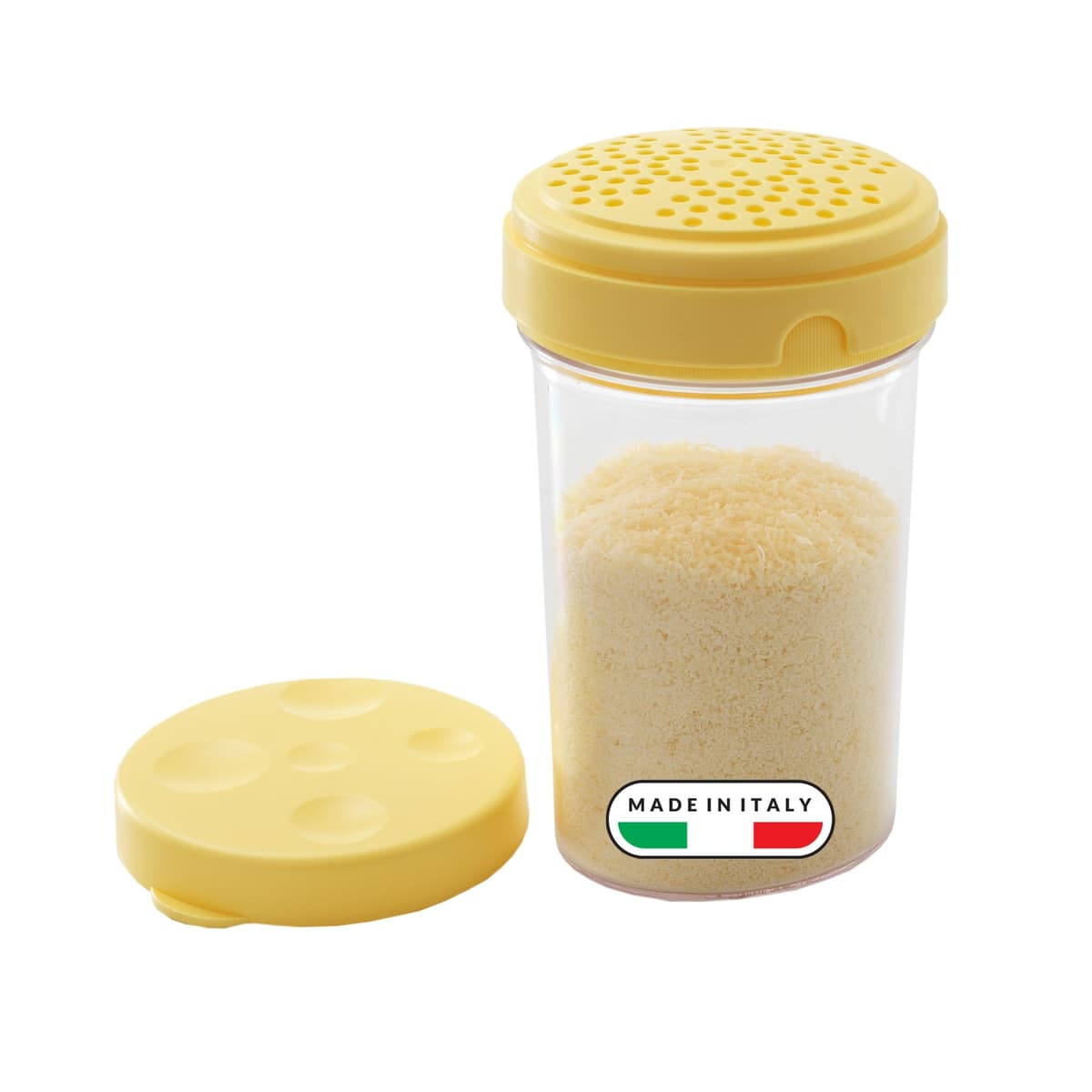 Snips - Espolverador de Queso Rallado, Quesera y Contenedor de Queso Frigorífico 2en1 - Recipientes para Alimentos con Desmenuzado y Dosificador de Quesos Integrado, 300 ml, Ø8.5x14.5cm Made in Italy Dispensador de queso 0.3 Litre