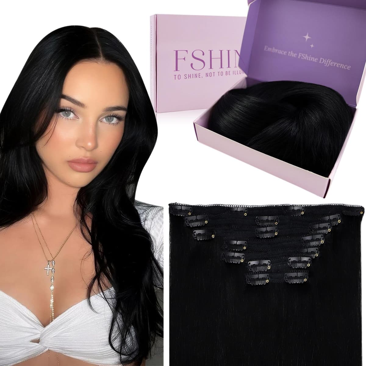Fshine Clip in Hair Extensions Human Hair Copper Hair Extensions 18 Inch 120 g 7 pcs Color 330 Natural Straight Hair Extensions for Women Real Human Hair — view 47