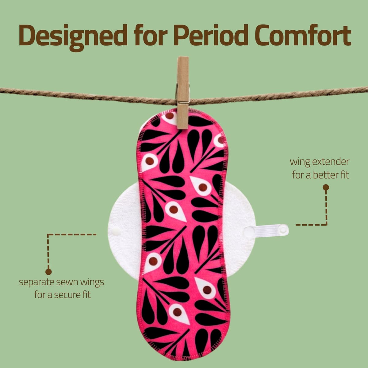 Compresas reutilizables en algodón orgánico para flujo menstrual ligero y abundante (S+M+L+XL, 7 uds); lavables a alta T°, HECHAS EN LA UE; suaves, no irritantes y cómodas, compresas tela para mujeres — view 4