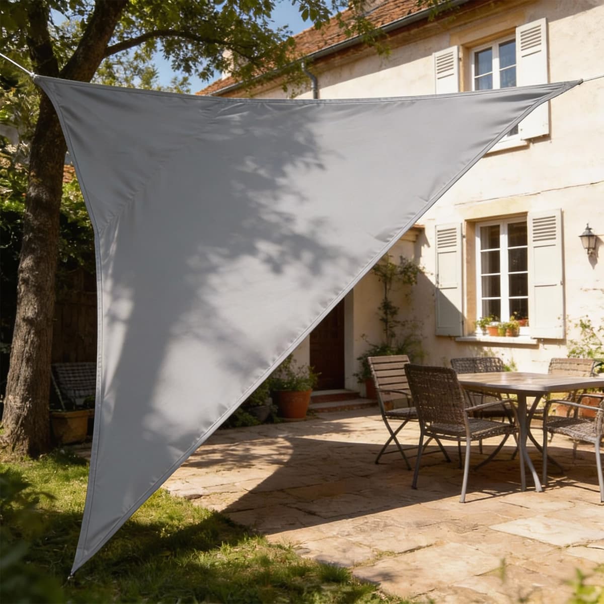 HAIKUS Toldo Vela de Sombra Impermeable Rectangular 4x5m Protección UV PES, Toldos para Patio Exterior Jardín Terraza - Gris — view 16