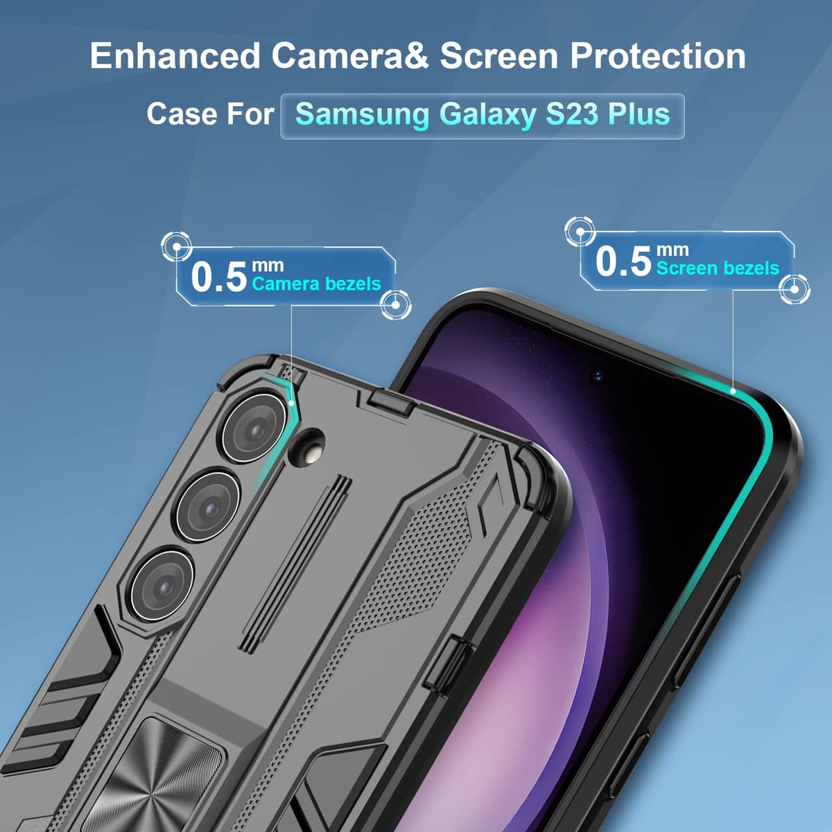 Funda para CMF Phone 2 Pro, Carcasa Antigolpes con Soporte anular metálico, Case Protectora de Grado Militar, Negro — view 1401