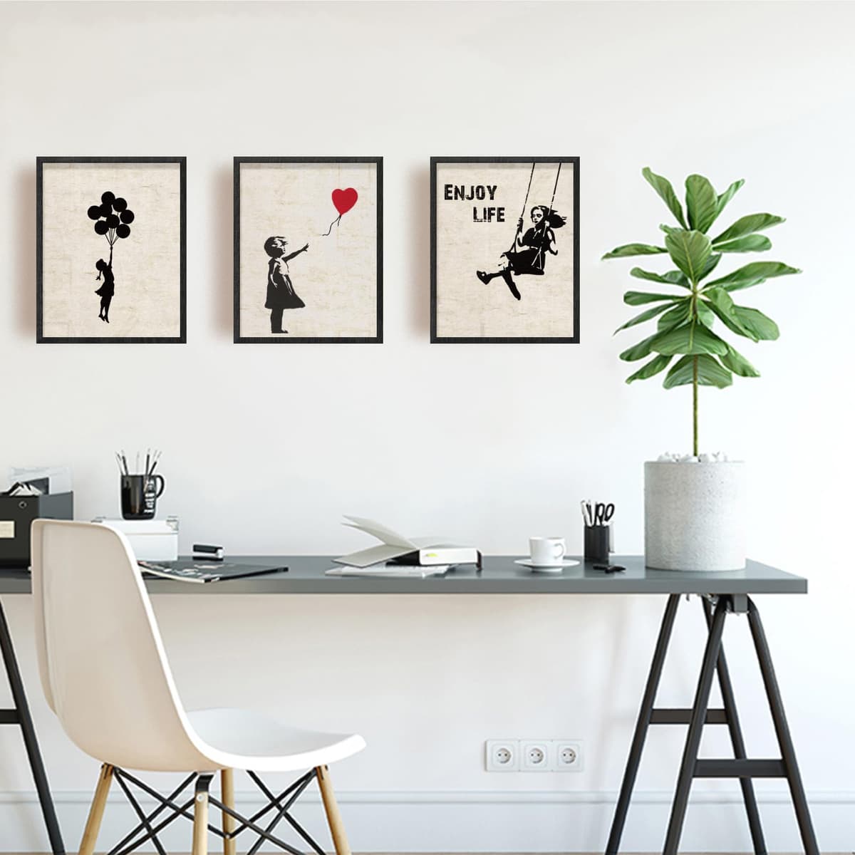 INFUNLY 9 Set Banksy Wall Art Prints Banksy Canvas Wall Art 8x10inch Unframed Panda Prints Banksy Posters Pictures Graffiti Street Wall Art Inspirational Quotes Art Wall Poster for Bedroom Living Room — view 3