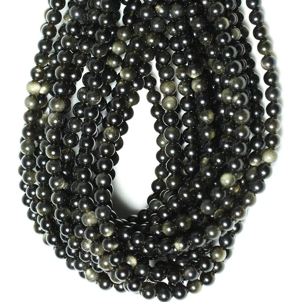 Genuine Golden Obsidian Beads for Jewelry Making Gemstone Semi Precious Stone Round 10mm Strand 15"(36-38pcs) — view 3