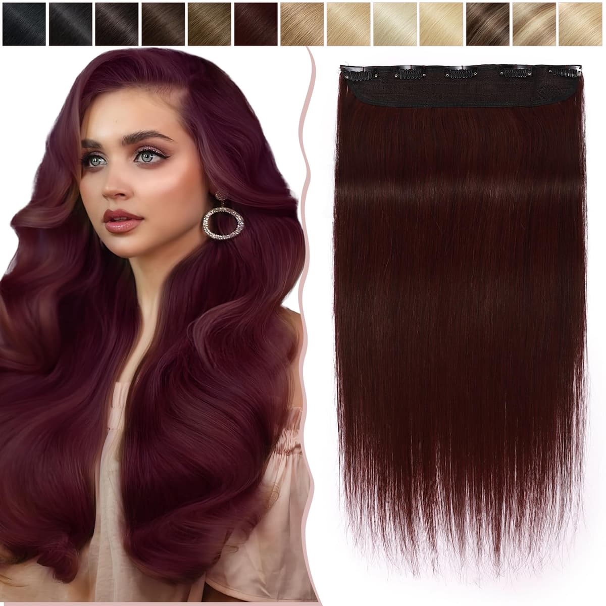 12 inch Clip in Hair Extension Human Hair One Piece 100% Real Remy [#2 Dark Brown] 3/4 Full Head Straight Hair Pieces for Women Invisible Short (40g) — view 51