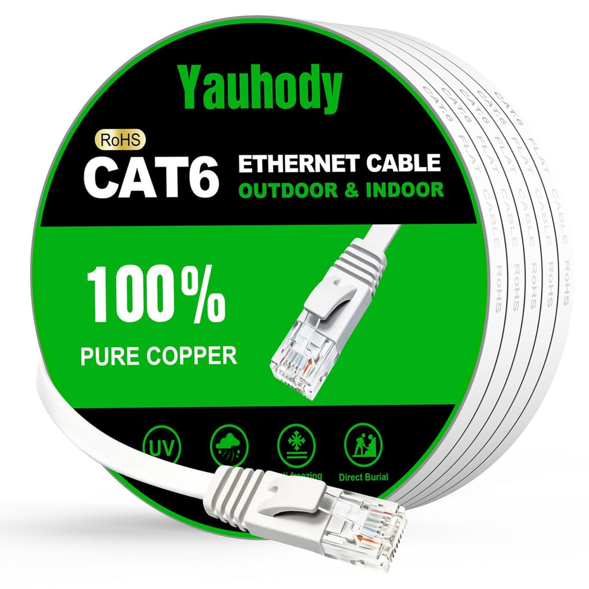 Yauhody CAT 6 Ethernet Cable 0.5m Black 6Pack Network Cable High Speed CAT6 Ethernet Patch Leads 0.5m Lan Cable CAT6 Gigabit Internet LAN Patch Cable for TV Gaming Router(6Pack Black) — view 11