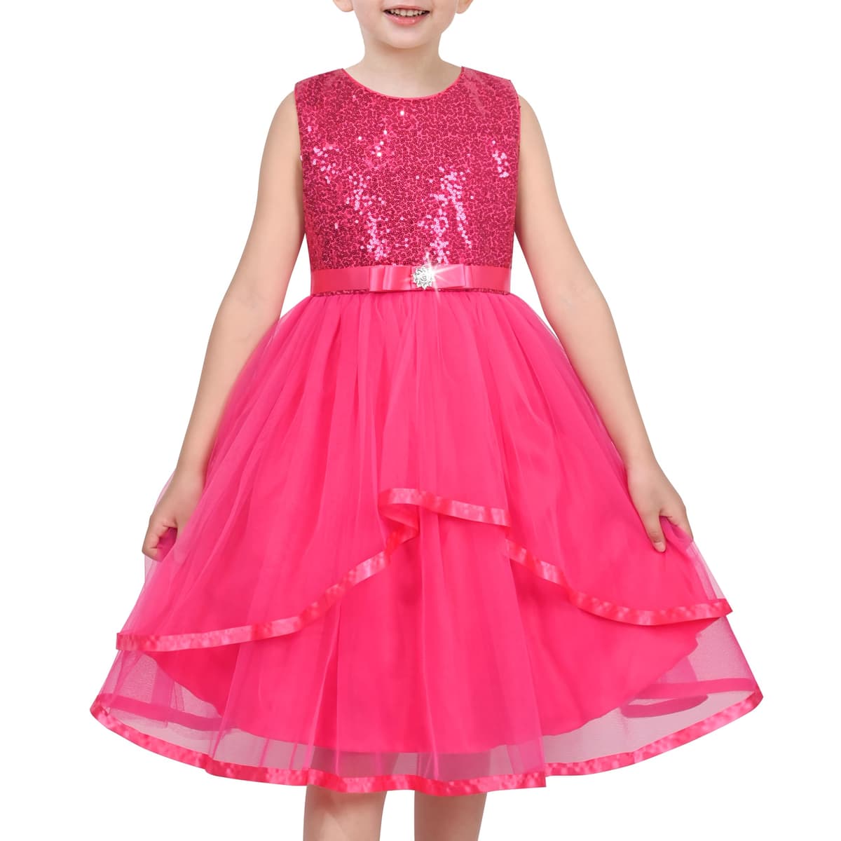 Sunny Fashion Flower Girls Dress Blue Belted Wedding Party Bridesmaid Size 4-12 — view 27