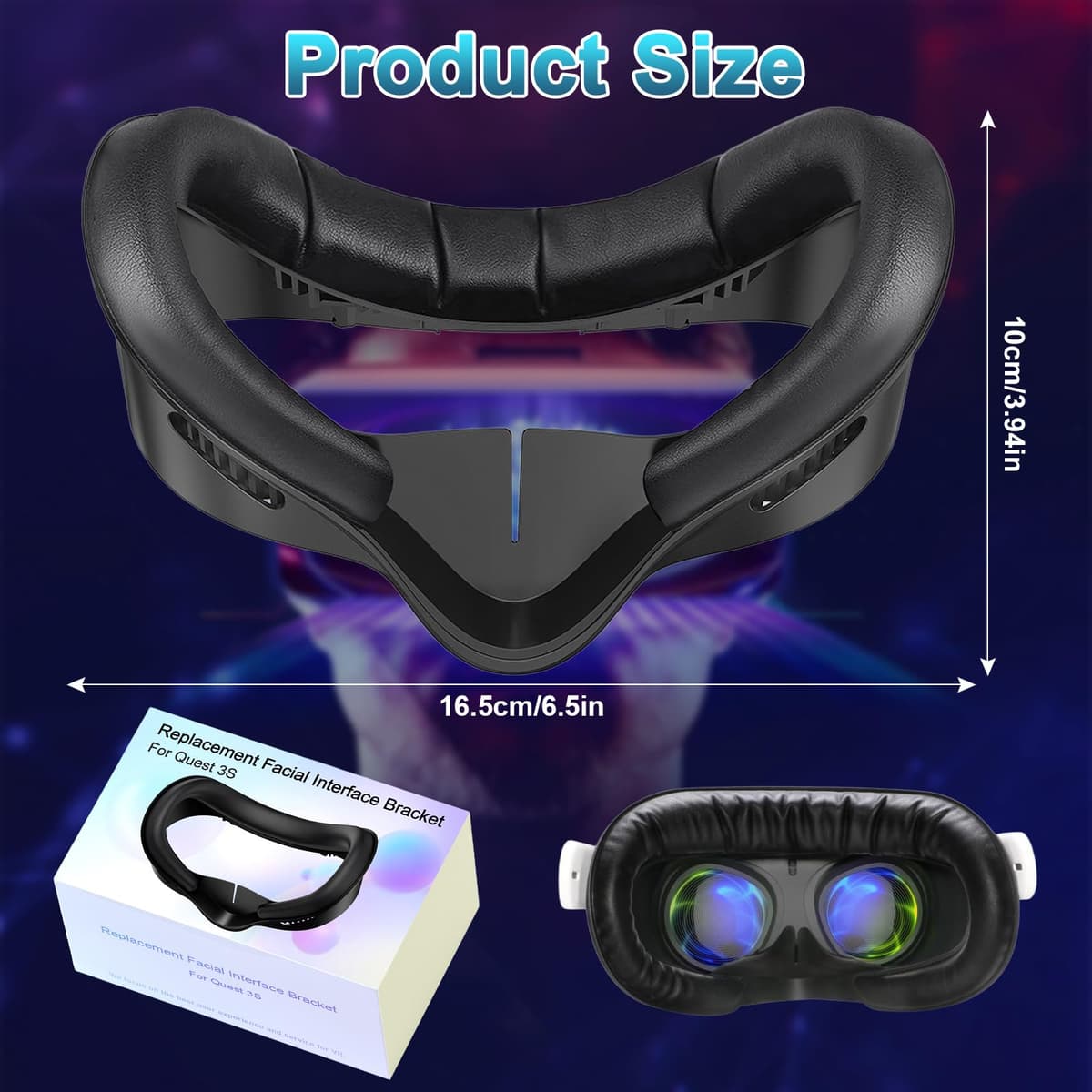 Almohadilla Facial de Realidad Virtual, Interfaz Facial Compatible con Accesorios Meta/Oculus Quest 3S, Almohadilla Facial de PU Suave como Repuesto para Quest 3S — view 2