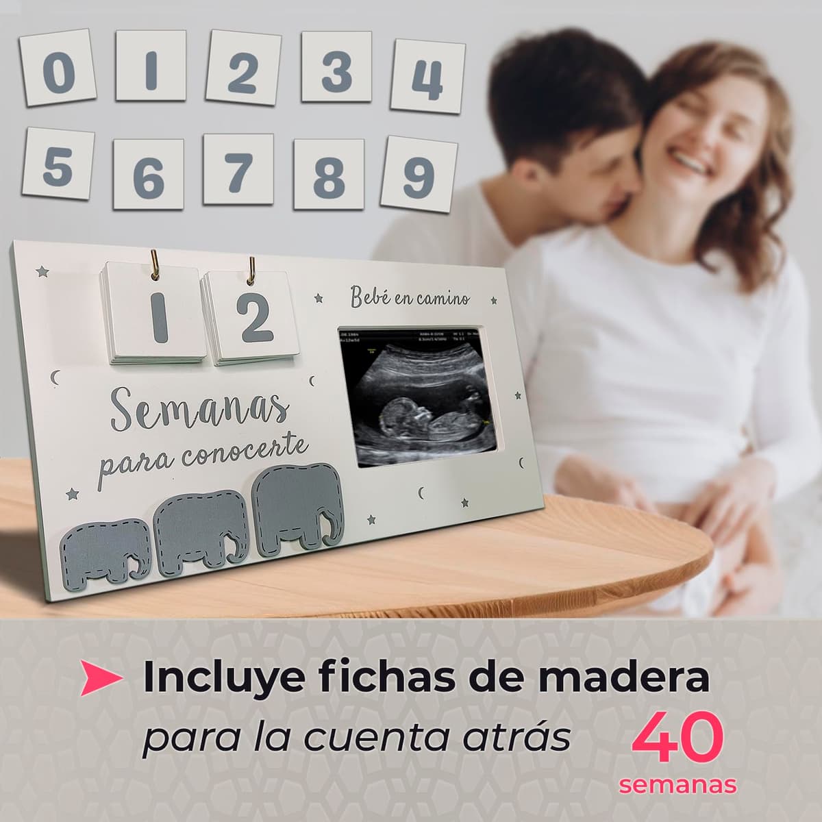 Regalos para embarazadas. Marco portafotos ecografia bebe calendario, regalos embarazadas originales, madre primeriza, anunciar embarazo abuelos, futuro papá, futura mamá, sorpresa embarazada — view 4