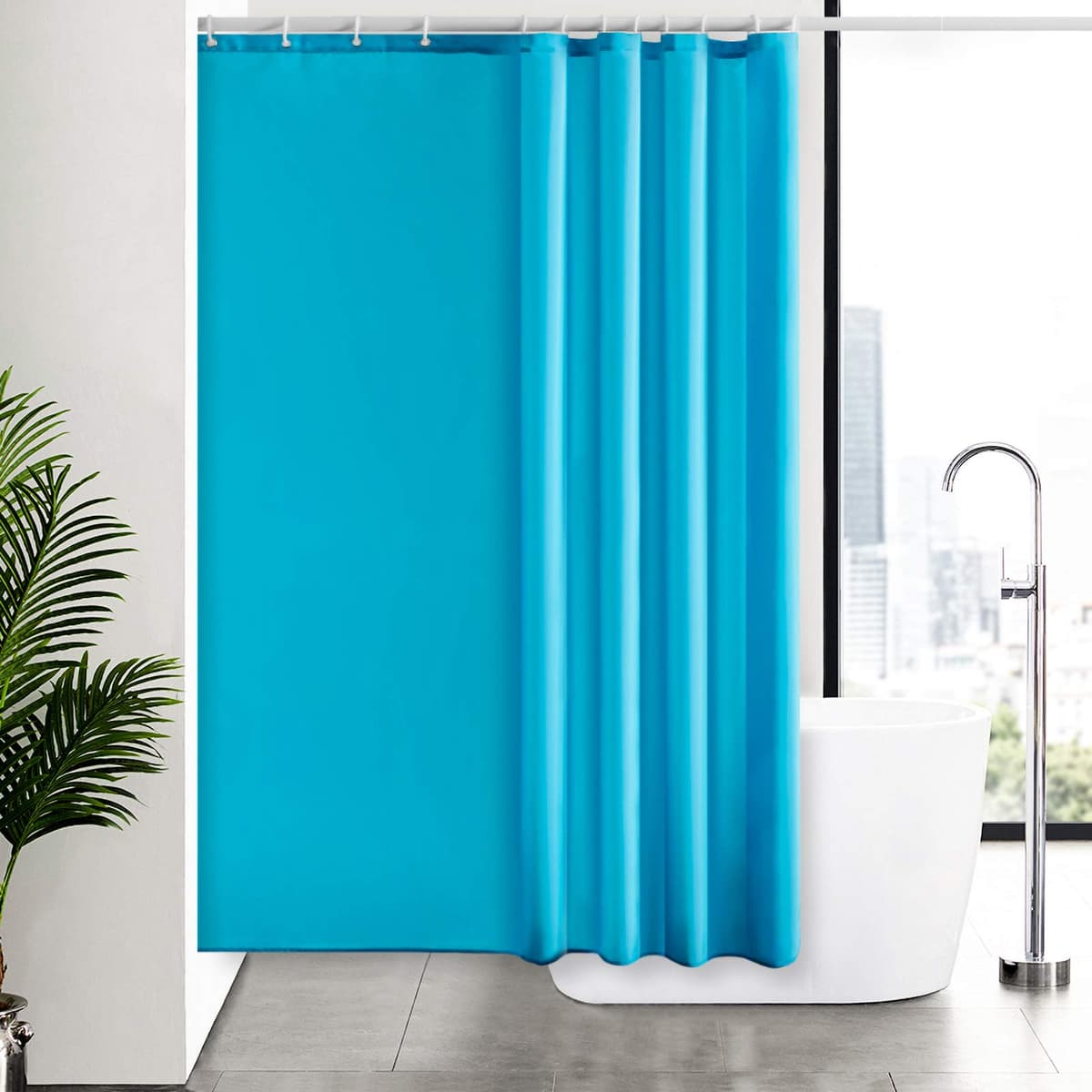 Furlinic Cortina Ducha 200x200cm Antimoho Impermeable Lavable Blanco Tela Poliéster Grandes Cortinas de Baño con 12 Aros de Cortina Ducha. — view 30
