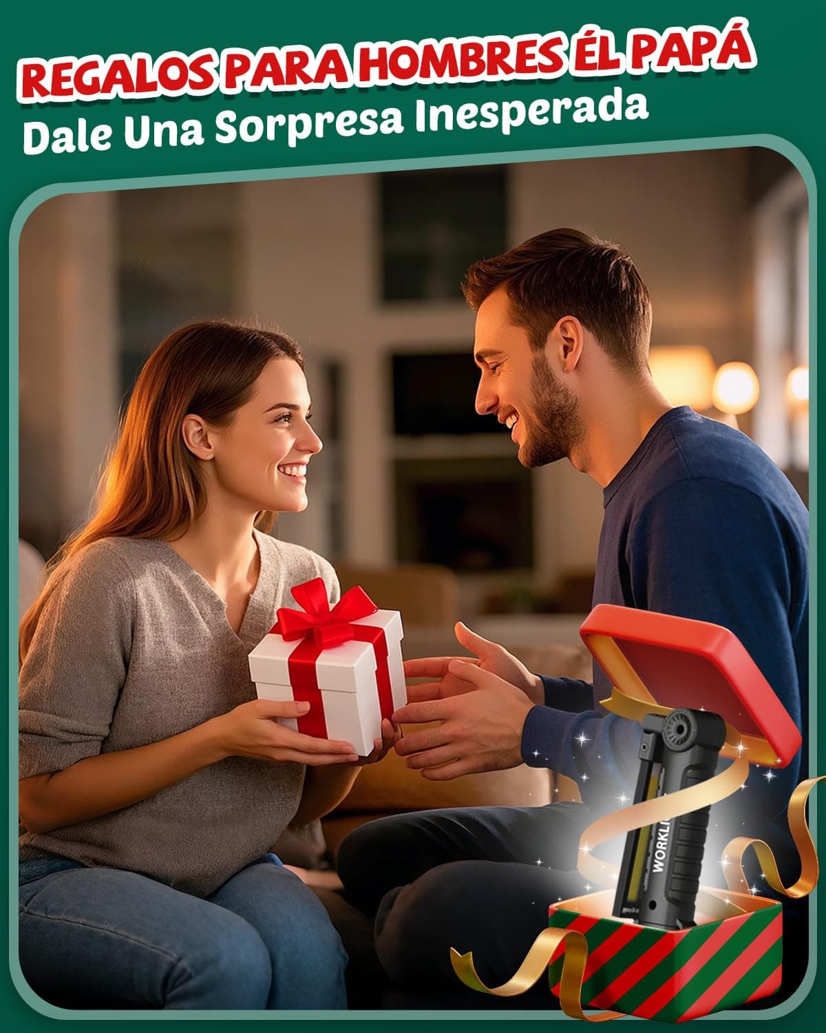 Coquimbo Regalo Hombre Linterna Taller LED Recargable, Linterna Portátil de Trabajo Lámpara de Inspección con Magnética Base y Gancho para Taller Cámping Emergencia(2 Piezas, Negro) — view 4