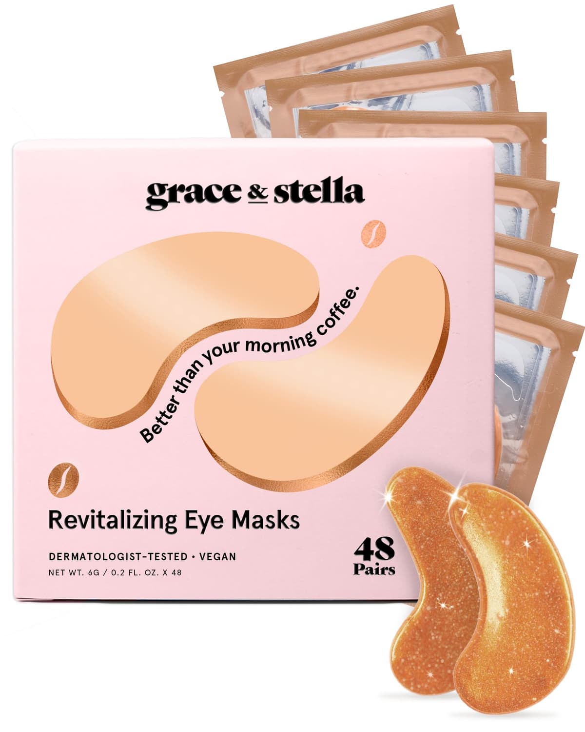 grace & stella Award Winning Under Eye Mask - Reduce Dark Circles, Puffy Eyes, Undereye Bags, Wrinkles - Under Eye Gel Patches, Vegan Cruelty-Free Self Care (4 Pairs, Gold) — view 13