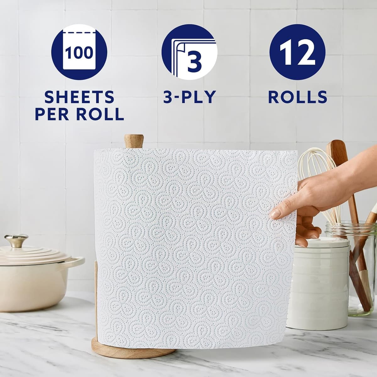 by Amazon Multipurpose Kitchen Roll, 3-Ply, XXL Household Towel, 12 Rolls (Pack of 1), 100 Sheets per Roll, FSC Certified 12 Rolls (Pack of 12) — view 4