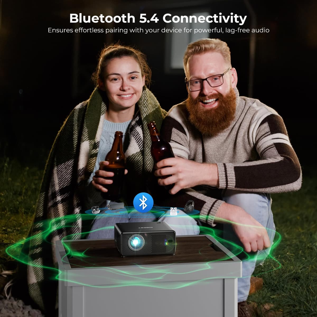 CiBest Mini Projector with WiFi and Bluetooth, Compatible with Netflix/YouTube/PrimeVideo, Electric Focus & Keystone, Short Throw Full HD 1080P Video Projector, Portable Outdoor/Indoor Use — view 6