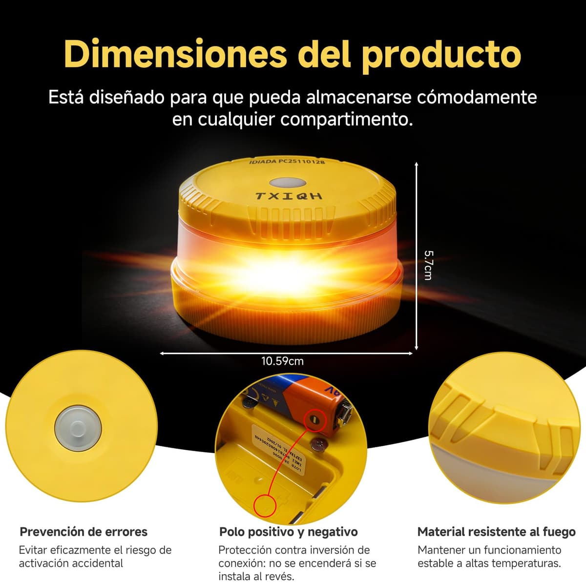 Baliza v16 homologada dgt con Geolocalización y Conexión DGT 3.0, MOD100 PLUS LED de Alta Intensidad 360°, Protección IP54 Antilluvia y Polvo, Servicio de Comunicación Gratuito hasta 2042 — view 3