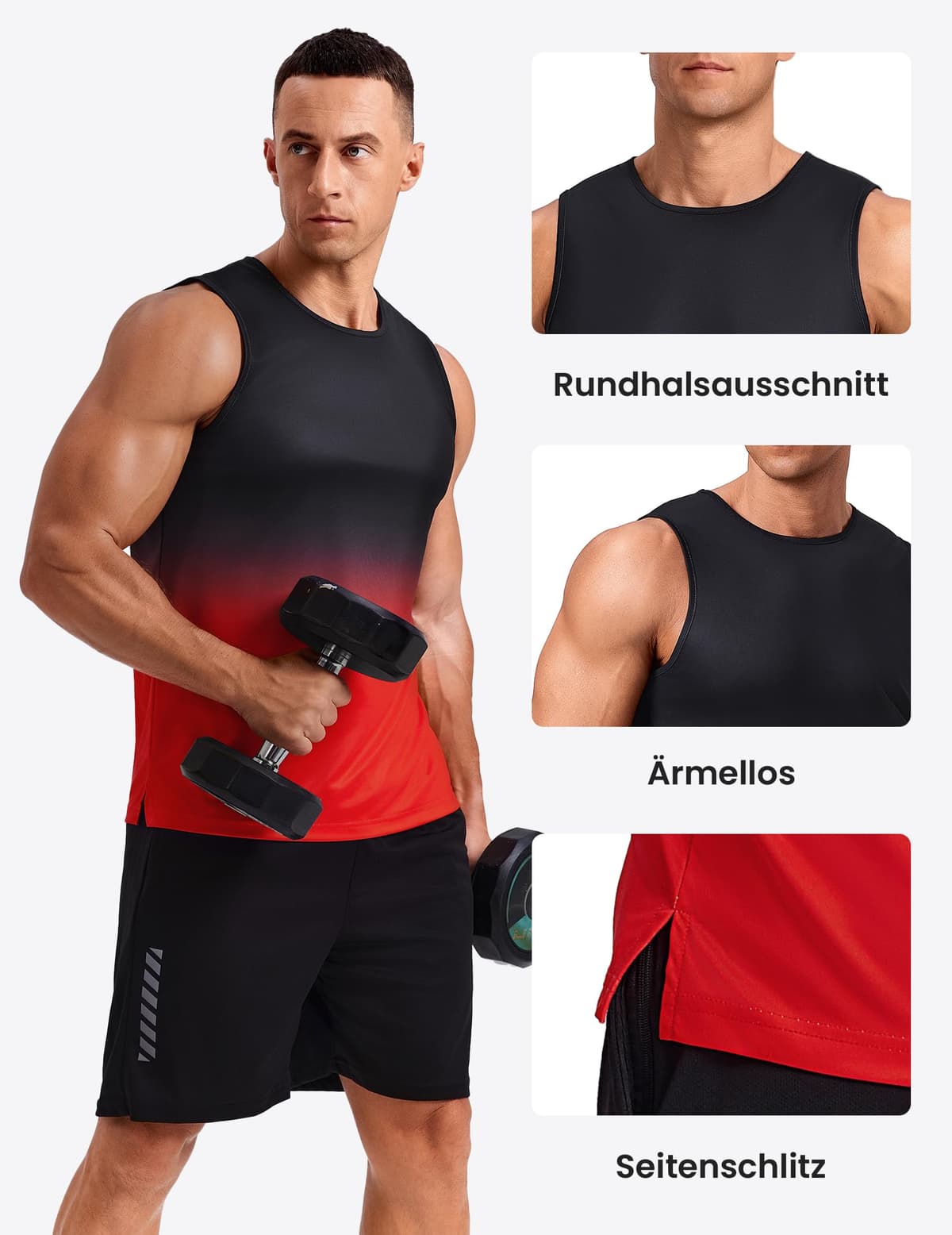 PINSPARK Camiseta de tirantes para hombre, sin mangas, camiseta de entrenamiento, verano, exterior, camiseta funcional — view 5