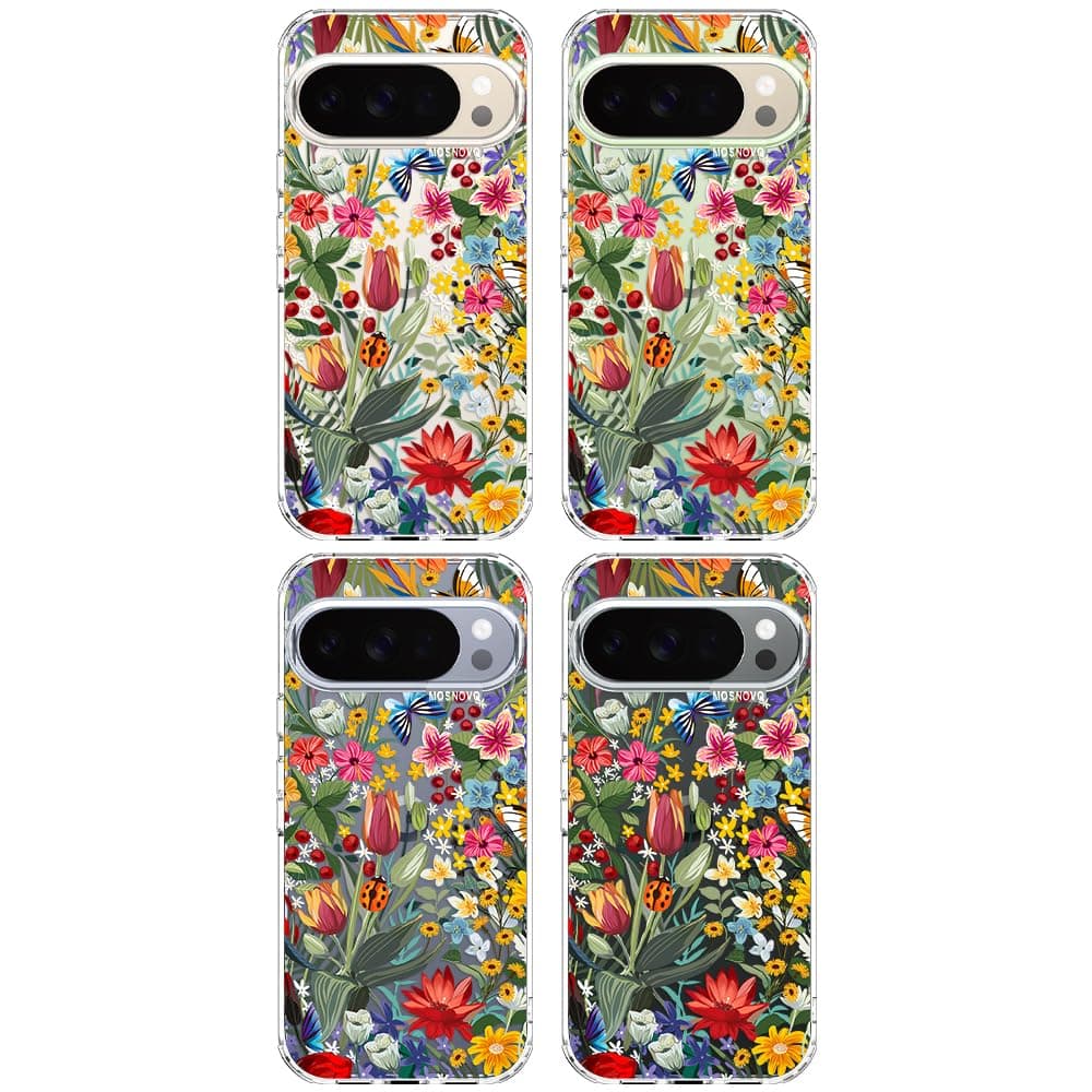 MOSNOVO Case for Google Pixel 10 & Pixel 10 Pro, [Buffertech 6.6ft Military-Grade Drop Protection] [Anti Peel Off Tech] Clear TPU Bumper Phone Case Cover Design - in The Garden — view 4
