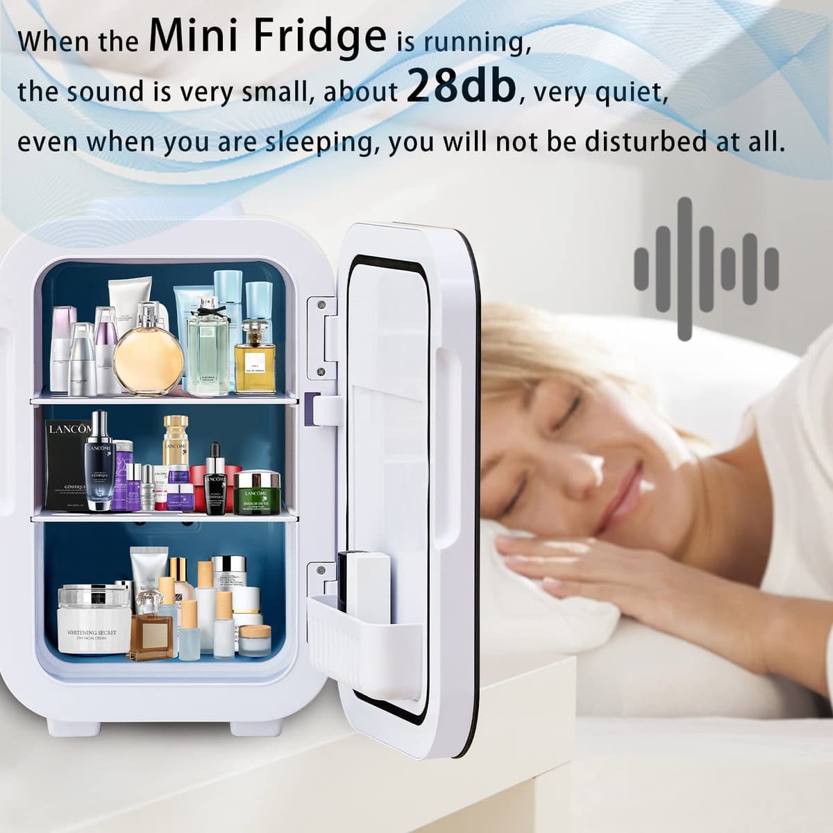 CLIPOP Portable Mini Fridge for Bedroom Quiet 10L Camping Fridge, 15 Cans Small Car Fridge Refrigerator, AC+DC Power Drink Cooler for Dorm, Travel, Office, Skin Care, Makeup (Black) — view 3