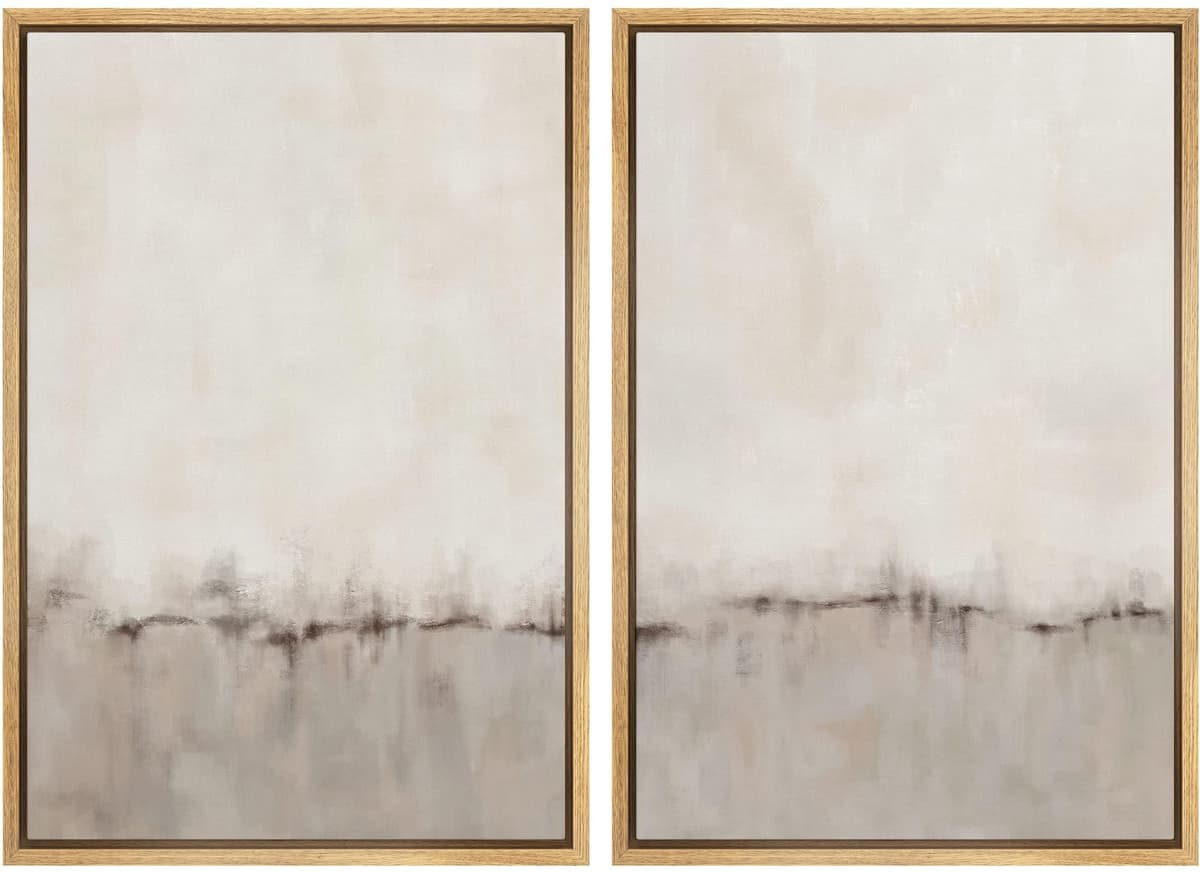 MUDECOR Framed Canvas Print Wall Art Set Watercolor Pastel Duotone Tan Landscape Abstract Shapes Illustrations Modern Art Decorative Contemporary for Living Room, Bedroom, Office - 24"x36"x2 Natural — view 43