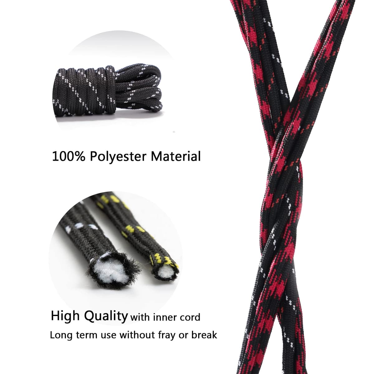 CCSOFTIME Round Work Boot Laces - Heavy Duty, Thick Replacement Laces for Men, Women, Adults - Walking, Hiking, Steel Toe, Safety, Hunting Boots — view 4