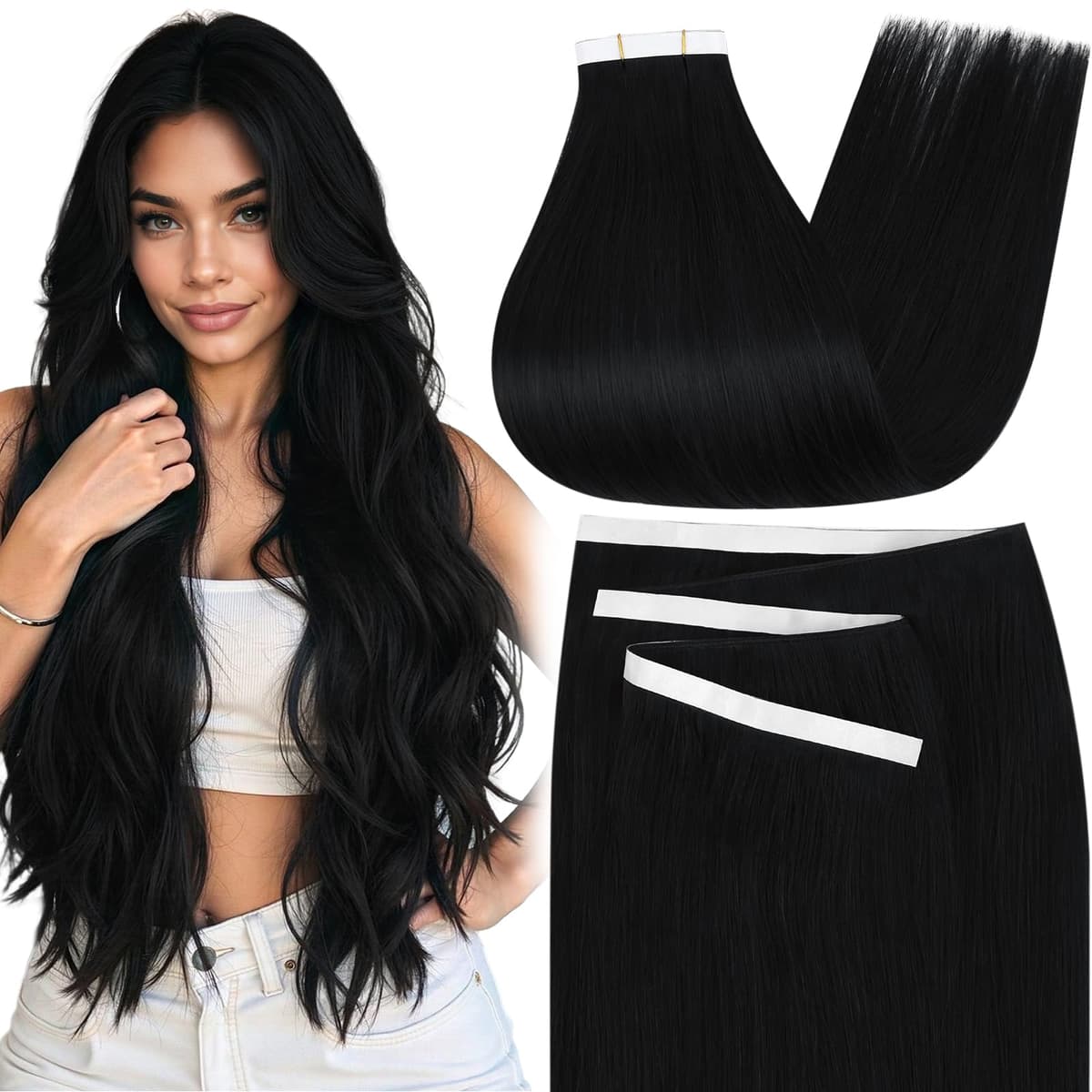 Moresoo Tape in Human Hair Extensions 20 Inch Highlight 50g/20pcs Tape in Hair Extensions Human Hair Ash Blonde with Platinum Blonde #P18/613 — view 29