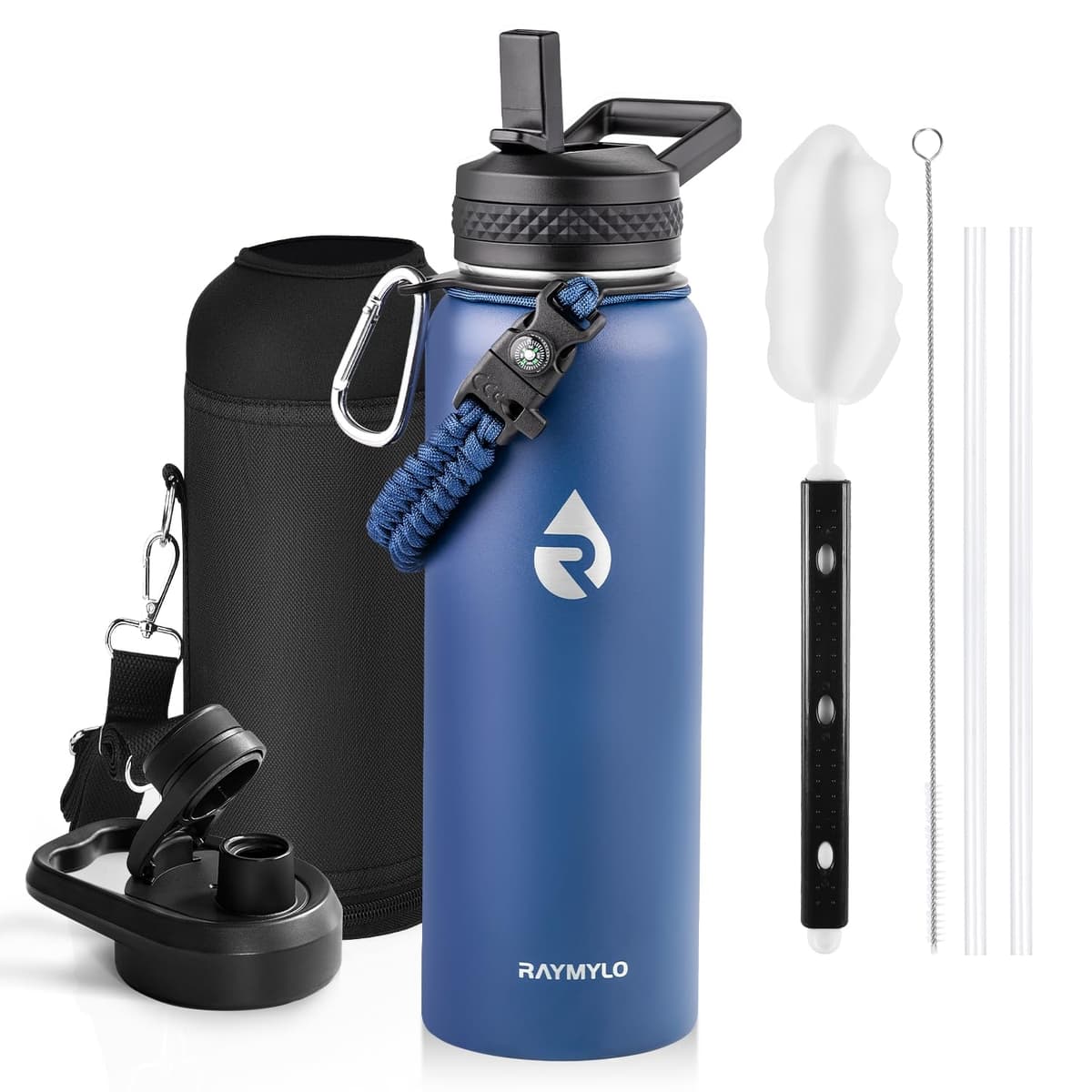 RAYMYLO One Gallon Water Bottle Insulated, Triple Walled Vacuum Stainless Steel (Cold for 48 Hrs), Leak Proof & Non-BPA, Large Water Flask Jug with Paracord Handle & Straw Spout Lids — view 55
