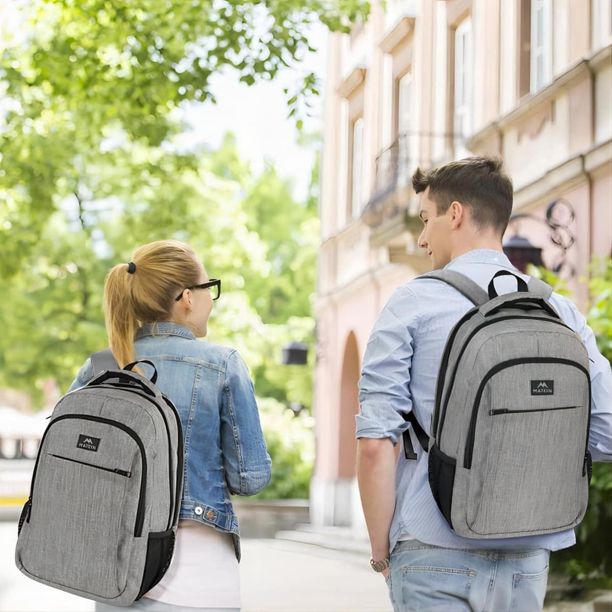 MATEIN Travel Laptop Backpack, Work Bag Lightweight Laptop Bag with USB Charging Port, Anti Theft Business Backpack, Water Resistant School Rucksack Gift for Men and Women, Fits 15.6 Inch, Grey — view 2