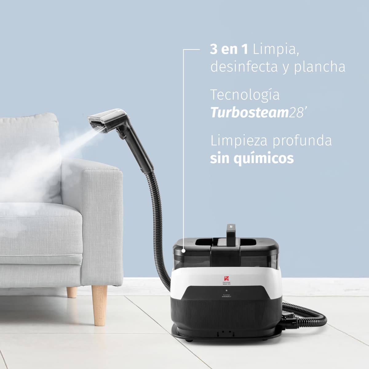 Di4 Aspiroclean Vapore 1650 Limpiador a Vapor, Potencia 1650W, Función Agua Caliente y Vapor, Doble Depósito, Limpiador Vapor Sofá, Alfombras, Tapicerías y Coche, Accesorios Incluidos, Limpiacristales — view 2