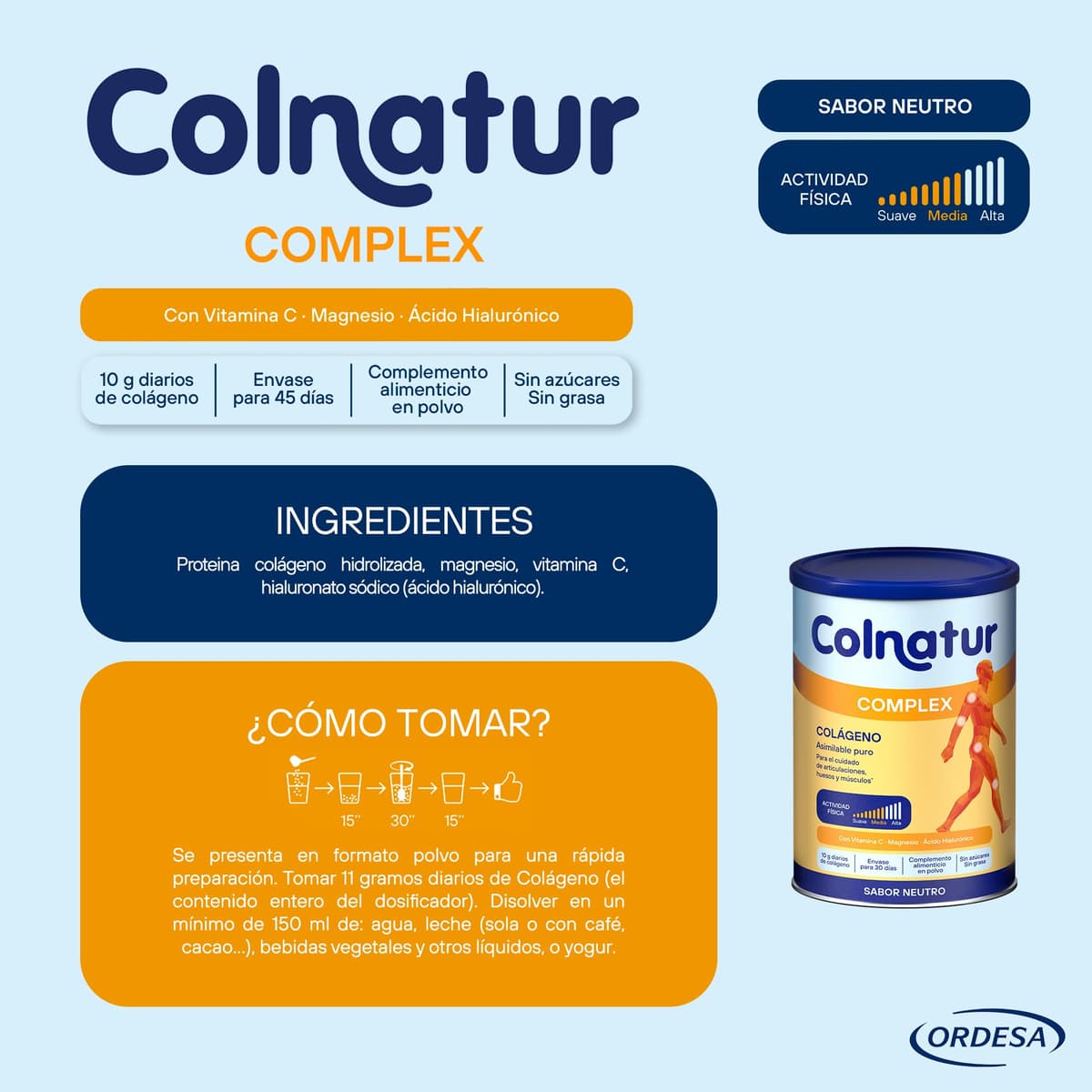 Colnatur Complex Neutro | 330g | Colágeno con Magnesio y Vitamina C para Músculos y Articulaciones — view 5