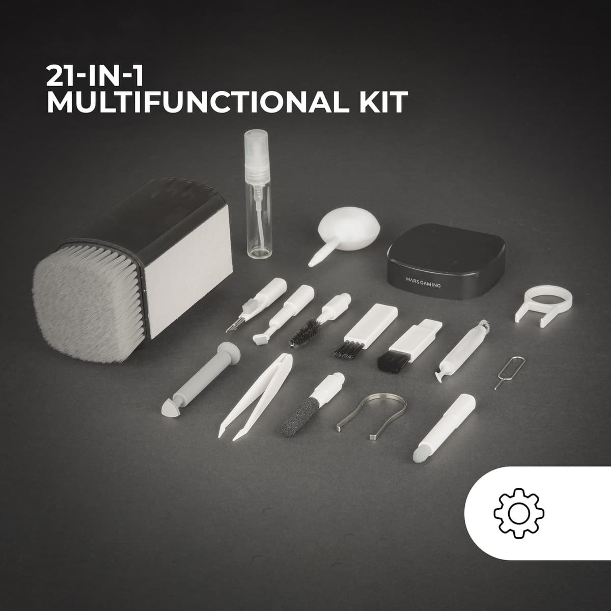 Mars Gaming MA-Kit, 21in1 Multifunction Cleaning Kit, Compact and Portable Design, Soft Brushes and Lint Free Cloth, Professional Cleaning Kit Electronic Devices, Key Puller, Case — view 2