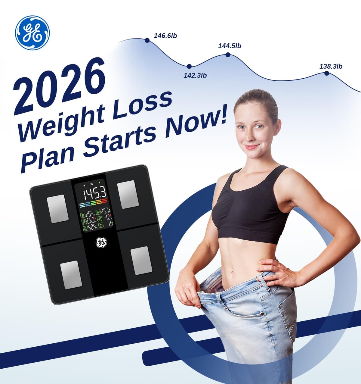GE Bascula Grasa Corporal y Muscular, Digital Bascula Inteligente con Aplicación 14 Medidas Corporales IMC Bluetooth Báscula de Baño Precisa 180 kgs Black — view 7