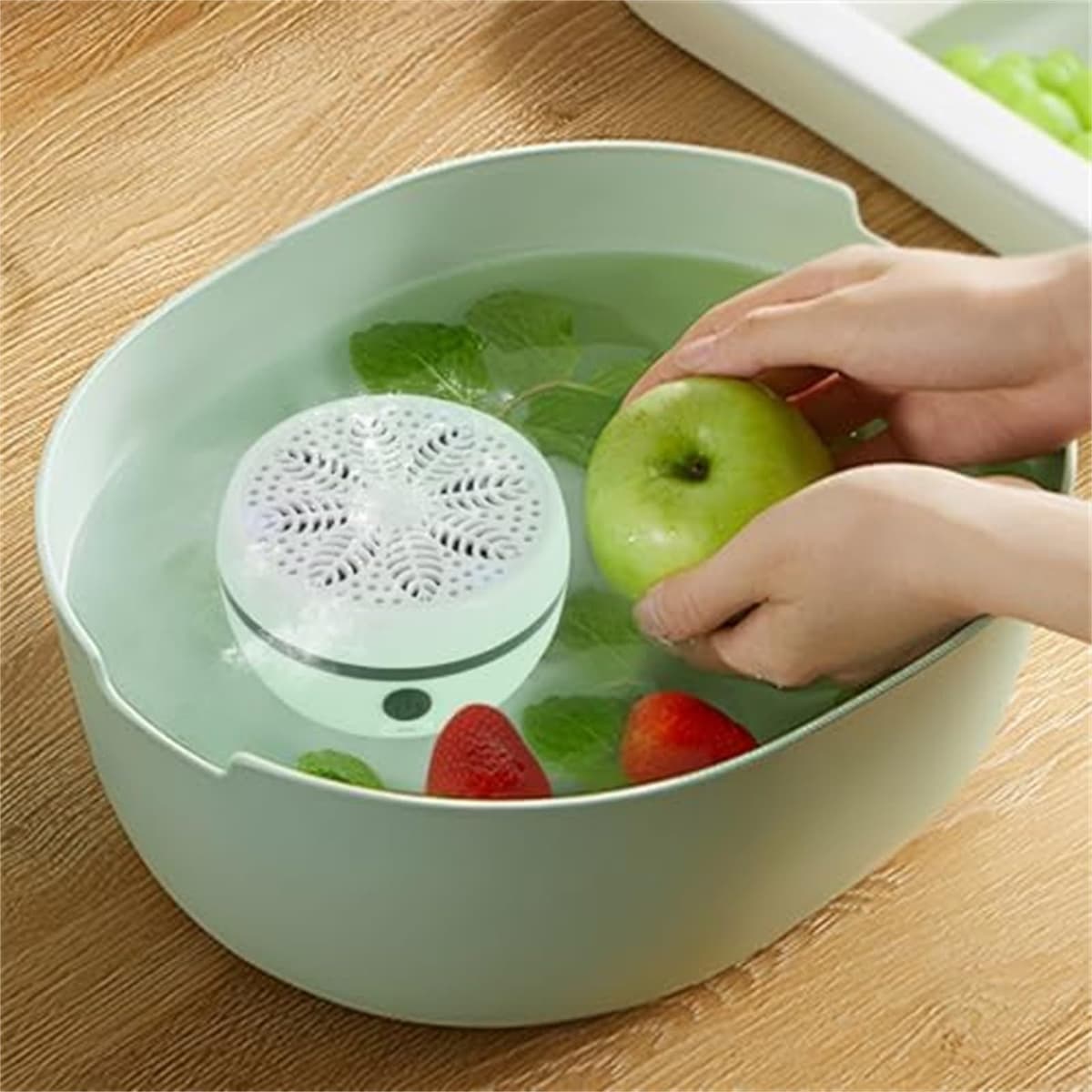 Automatic Fruit Cleaner, Fruit & Vegetable Washers, Rechargeable Fruit Washing Machine, Waterproof Fruit and Veg Cleaner, Food Purifier Durable | Kitchen Tool, for Grains Meat Seafood (White) — view 2