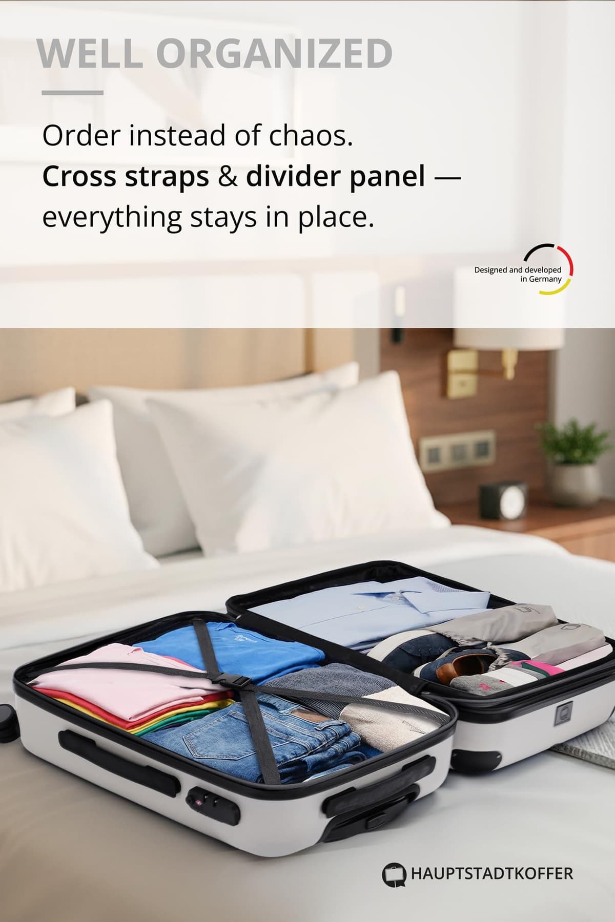 HAUPTSTADTKOFFER - Spree - Equipaje de Mano, Maleta rígida, Trolley expandible, 4 Ruedas Dobles, TSA, 55 cm, 42 litros, Blanco — view 5