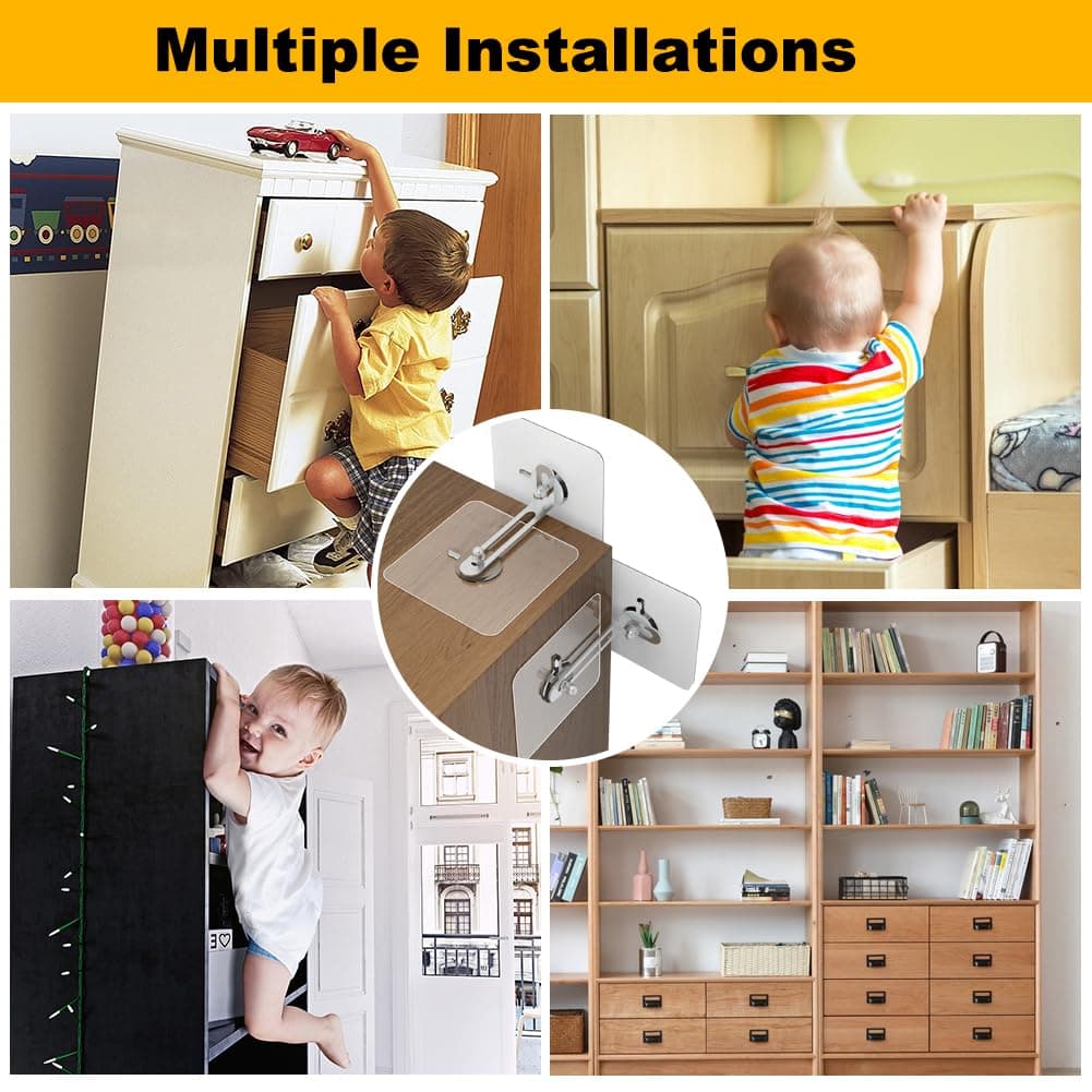 Anclaje Mueble Pared Sin Taladrar 4PCS, 7cm Grande Adhesivo Anclaje de Pared para Muebles Anclaje Pared Mueble Correas de Pared para Muebles Protección Infantil y Protección de Mascotas (4 Paquetes) — view 4