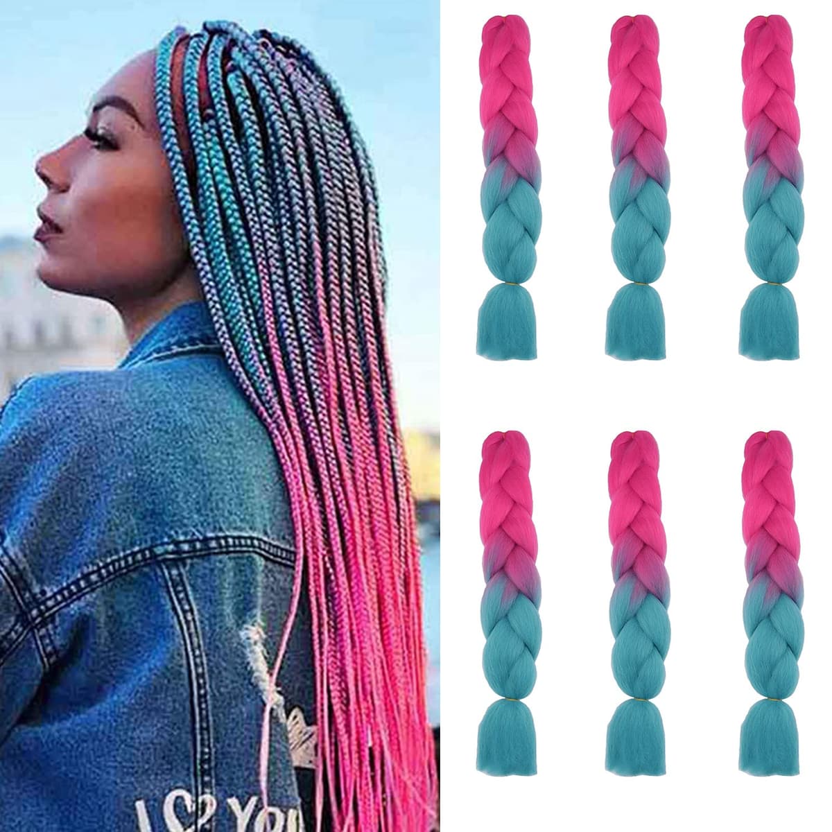 24" Braiding Hair Extension Jumbo Braids Synthetic 3bundles/pack Crochet Hair Afro Box Braid Heat Resistent (Dark Purple) — view 51