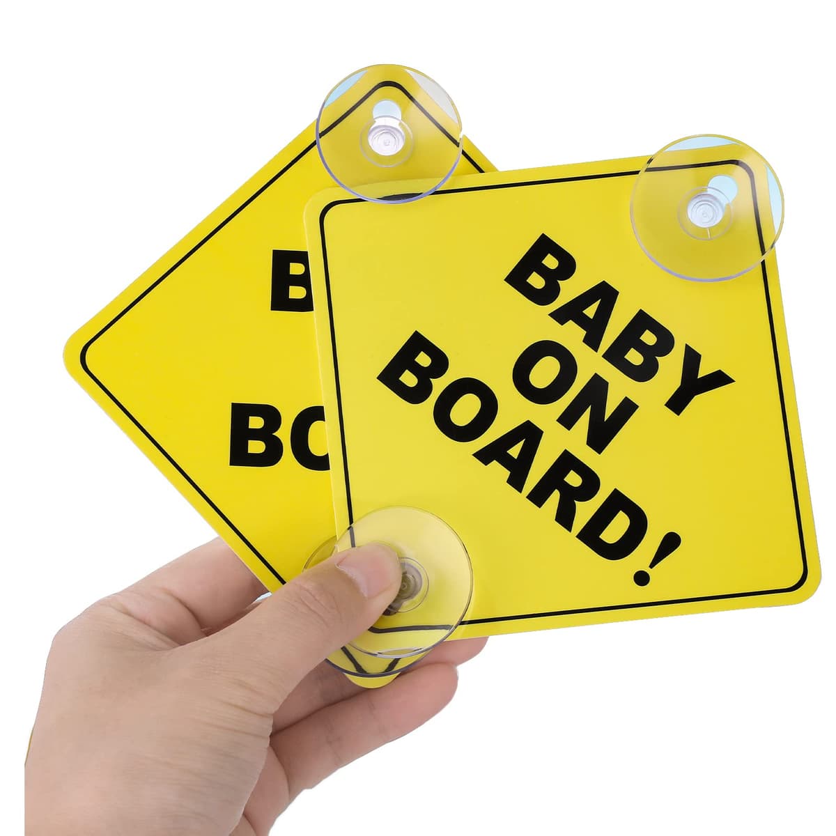 Cobee Señales de coche "Bebé a bordo", 2 piezas de 12,7 cm x 12,7 cm, señales de seguridad con ventosas dobles, calcomanía reutilizable y duradera para bebé en el coche (Estilo-A) — view 7