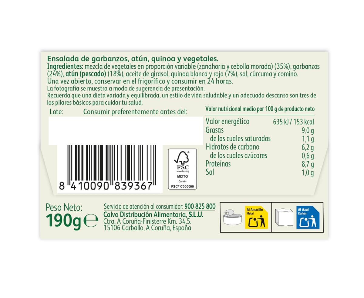 Calvo Ensalada Foodie Garbanzo 190g — view 2
